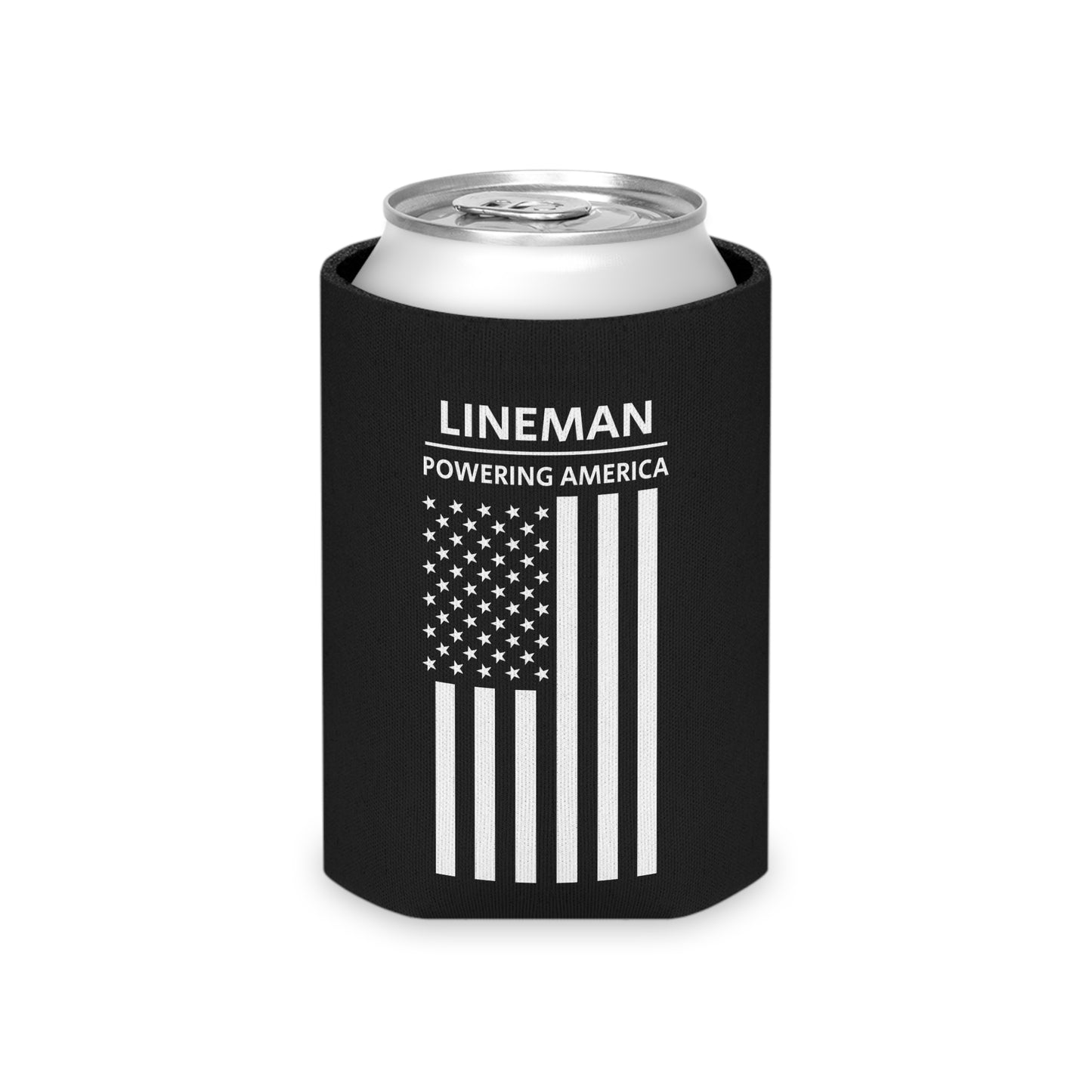 Lineman - Powering America / American Flag / Can Koozie