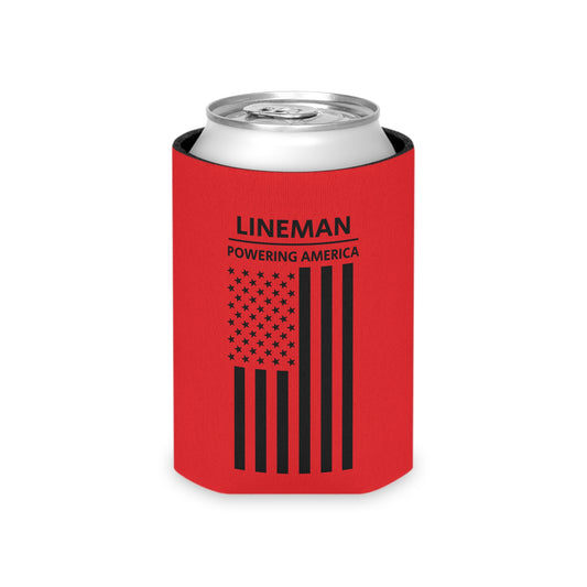 Lineman  - Powering America / American Flag / Can Koozie